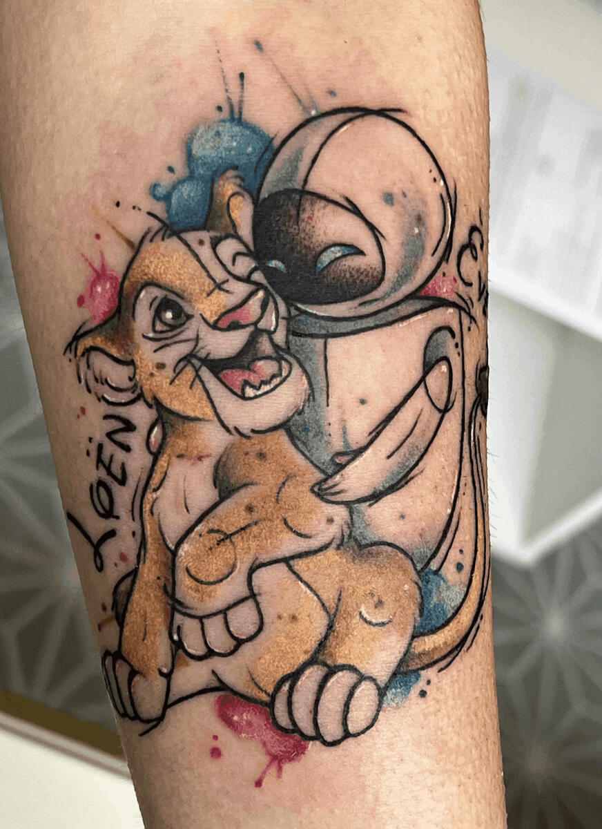 eveuh tattoo disney pixar wall-e eve simba effet croquis couleur aquarelle