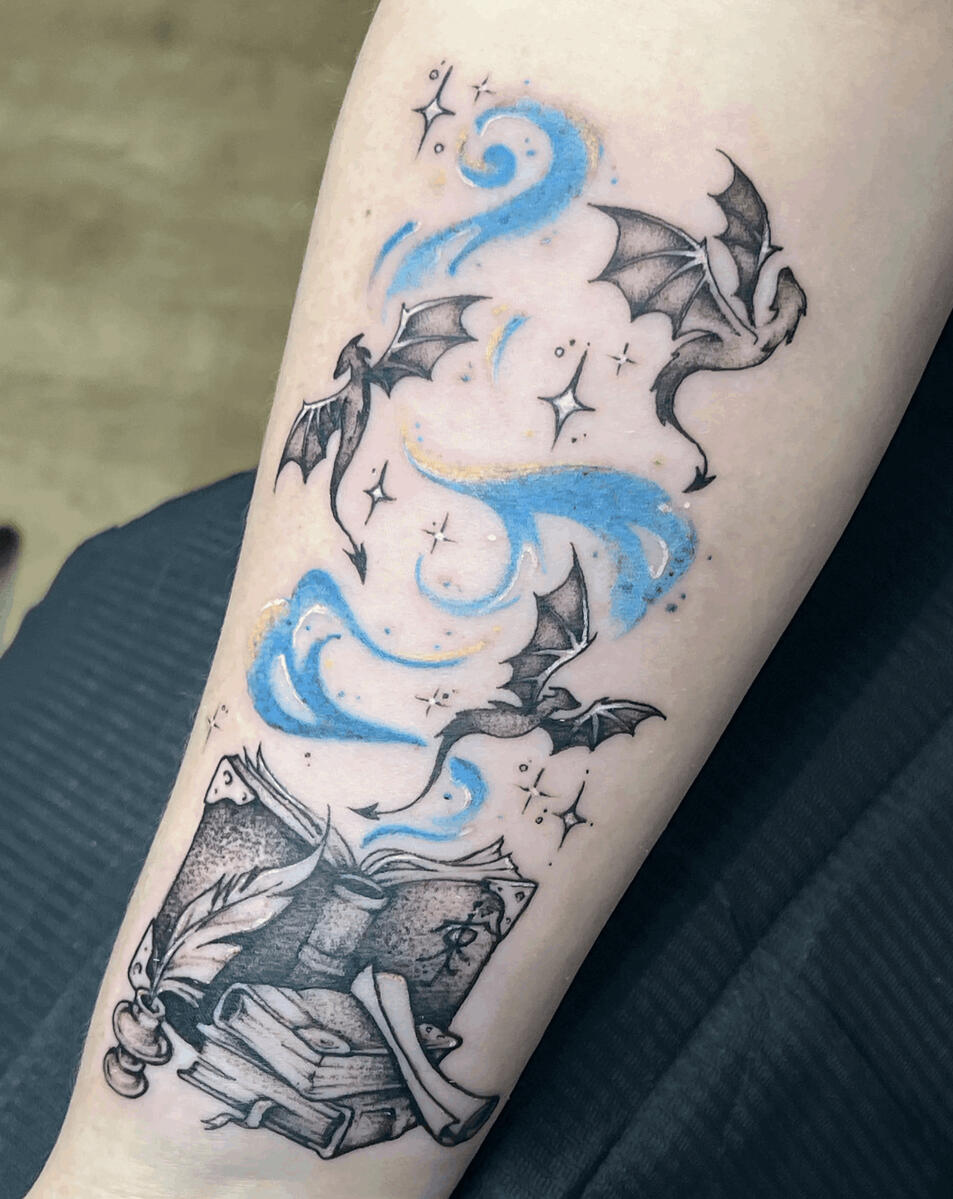 lezard tattoo dragon fantasy romantasy livre couleur