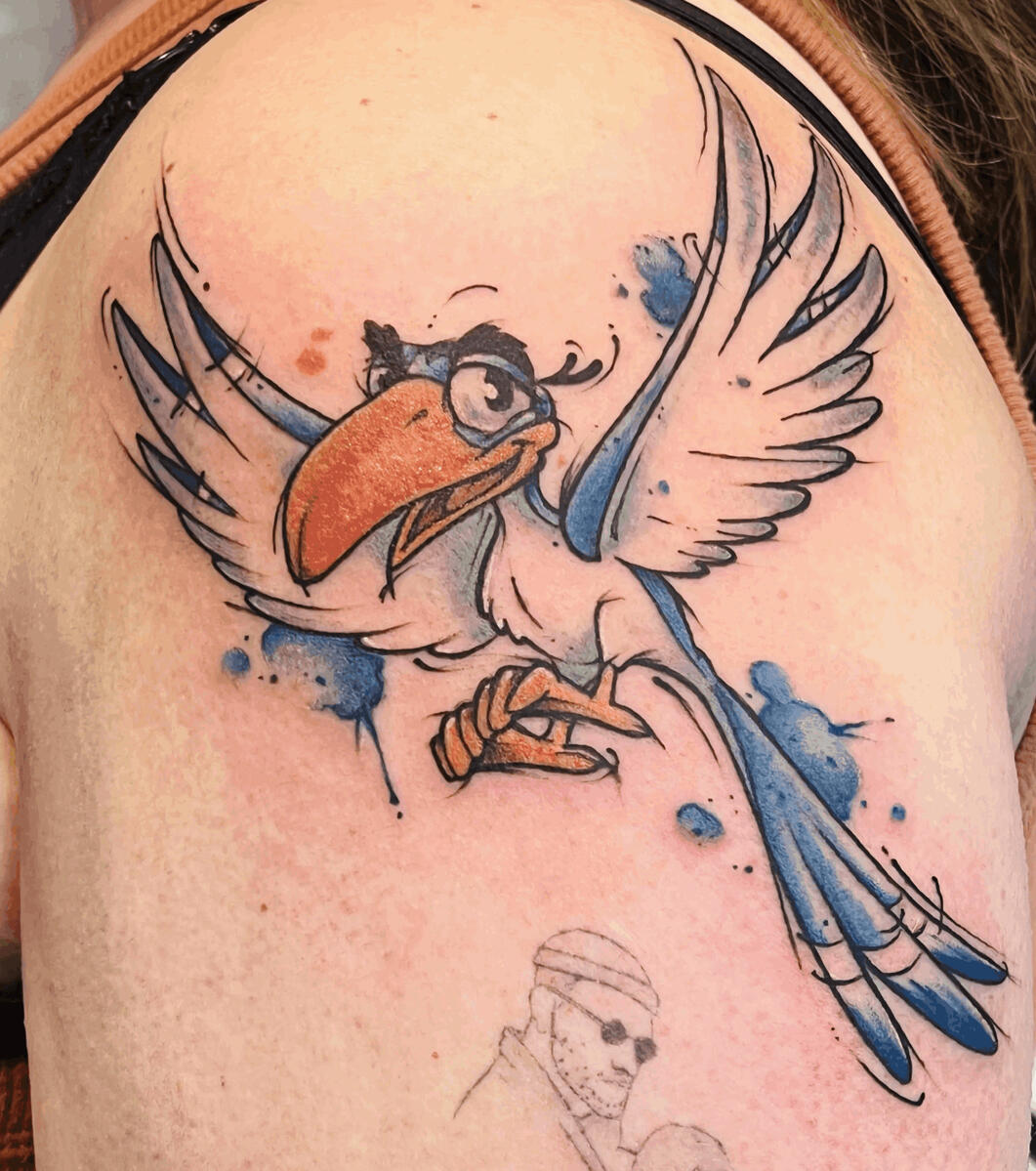 leon tattoo disney roi lion zazu effet croquis couleur aquarelle